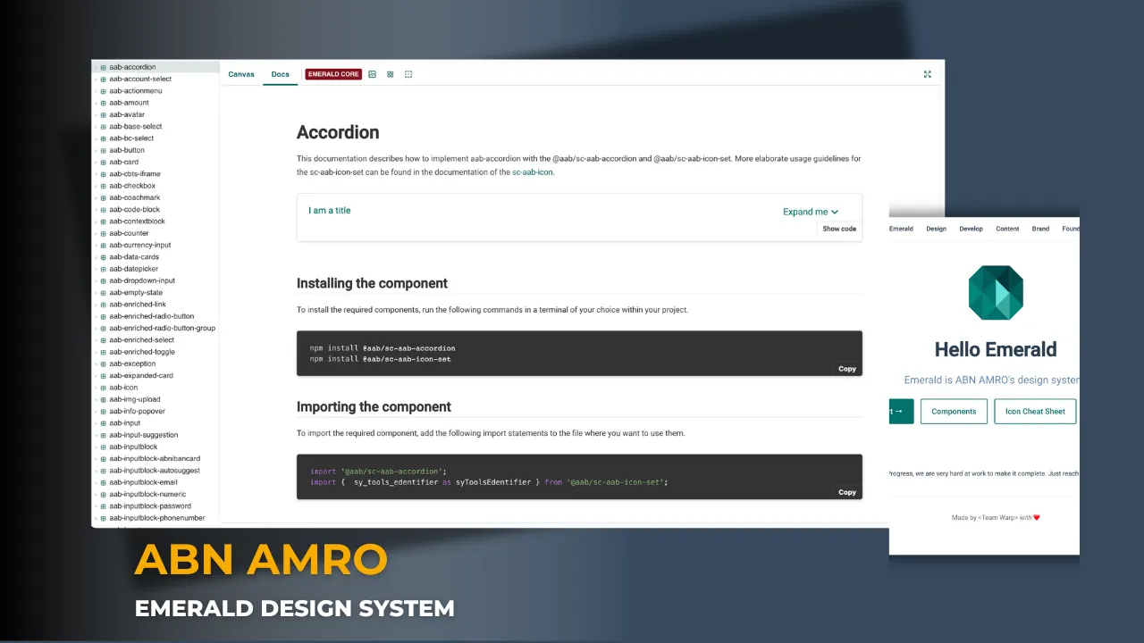 Cover screen for Emerald Design System project page